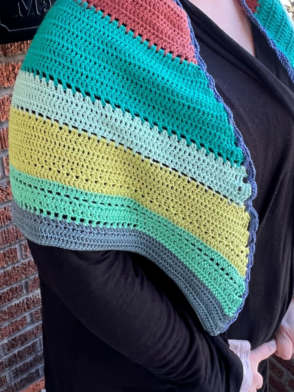 Handmade Triangular Crochet Multicolor Shawl - Picture 6 of 12